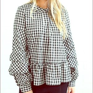 gingham ruffle top
